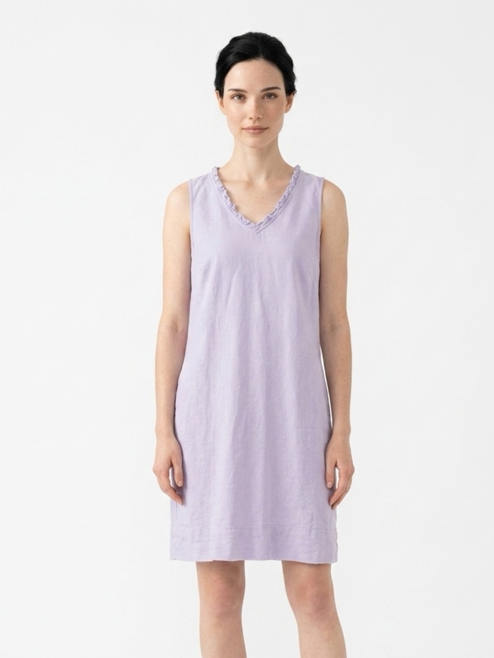 Linen blend dress with pockets